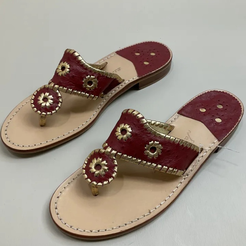 Jack Rogers Jacks Sandals Garnet & Gold Sz 6